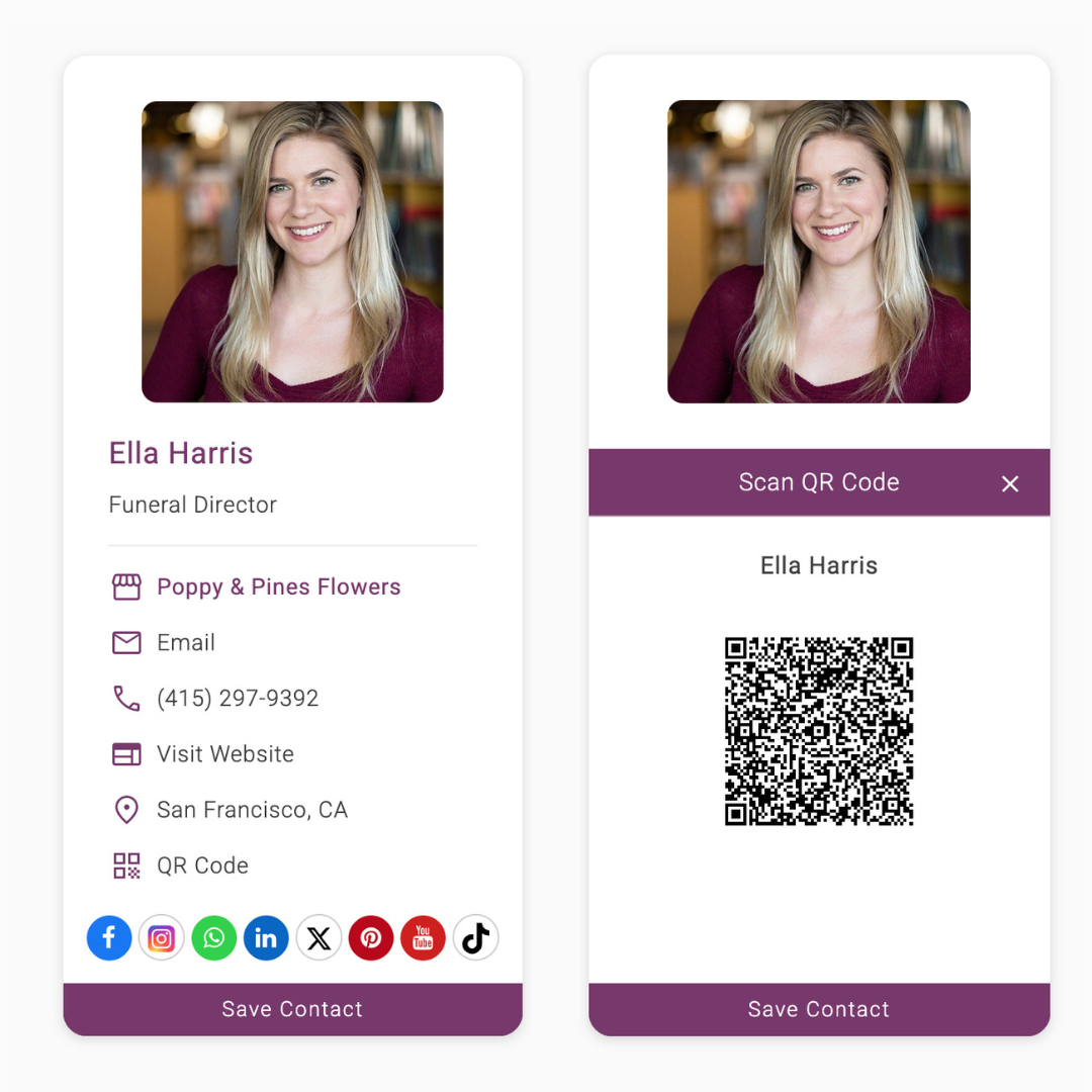 Digital business card on mobile